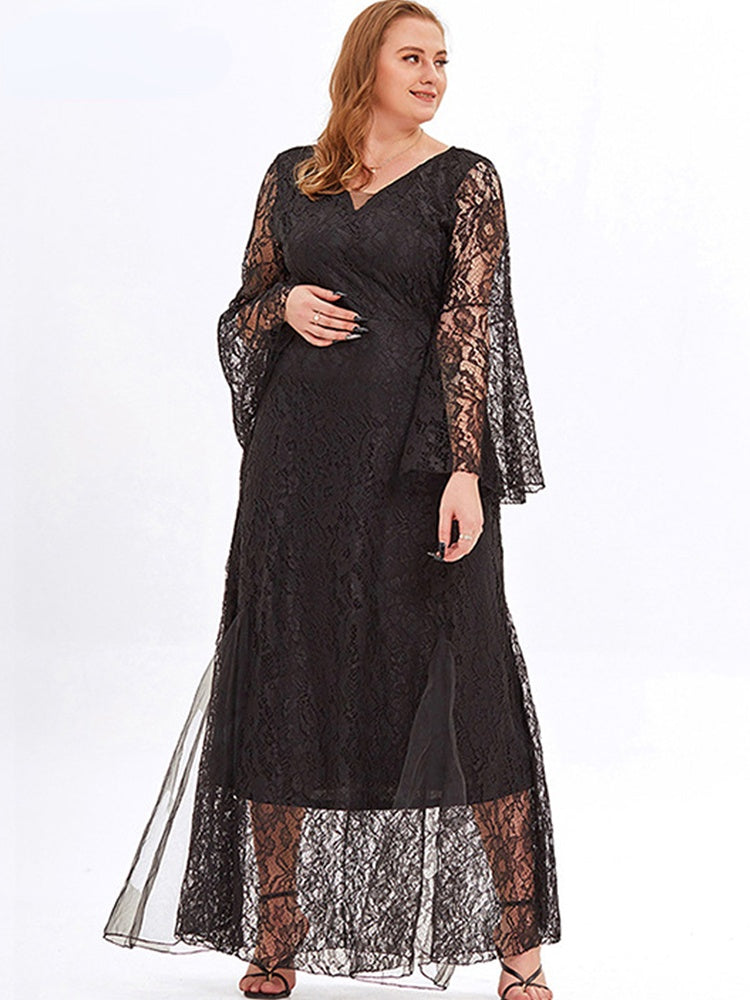 Lace Mesh Full Sleeves Evening Dresses 5