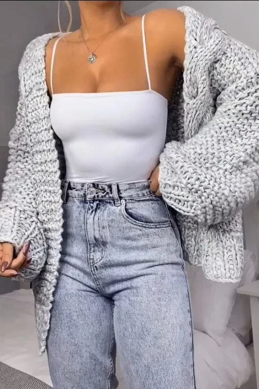 Plush Batwing Sleeve Knit Cardigan