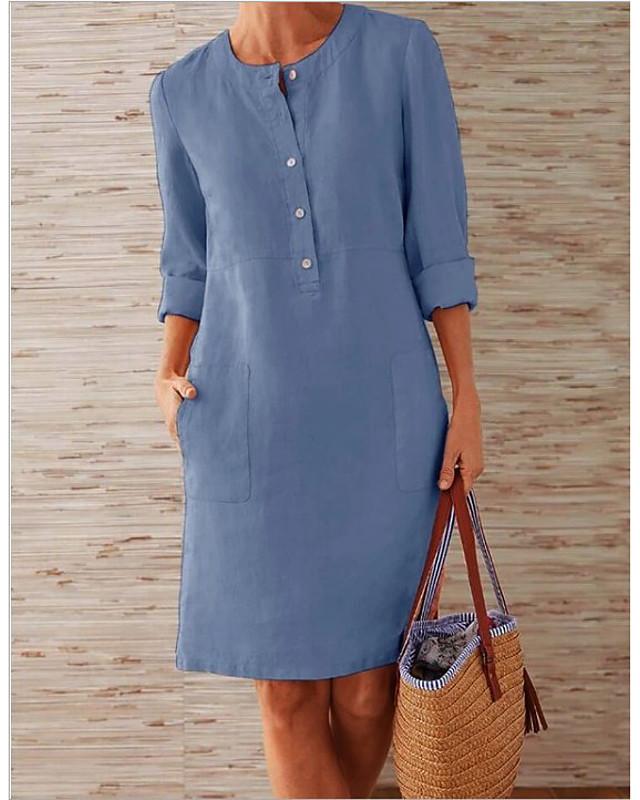 Women's Shift Dress Knee Length Dress - 3/4 Length Sleeve Summer Fall Hot Casual vacation dresses - Fashionpara