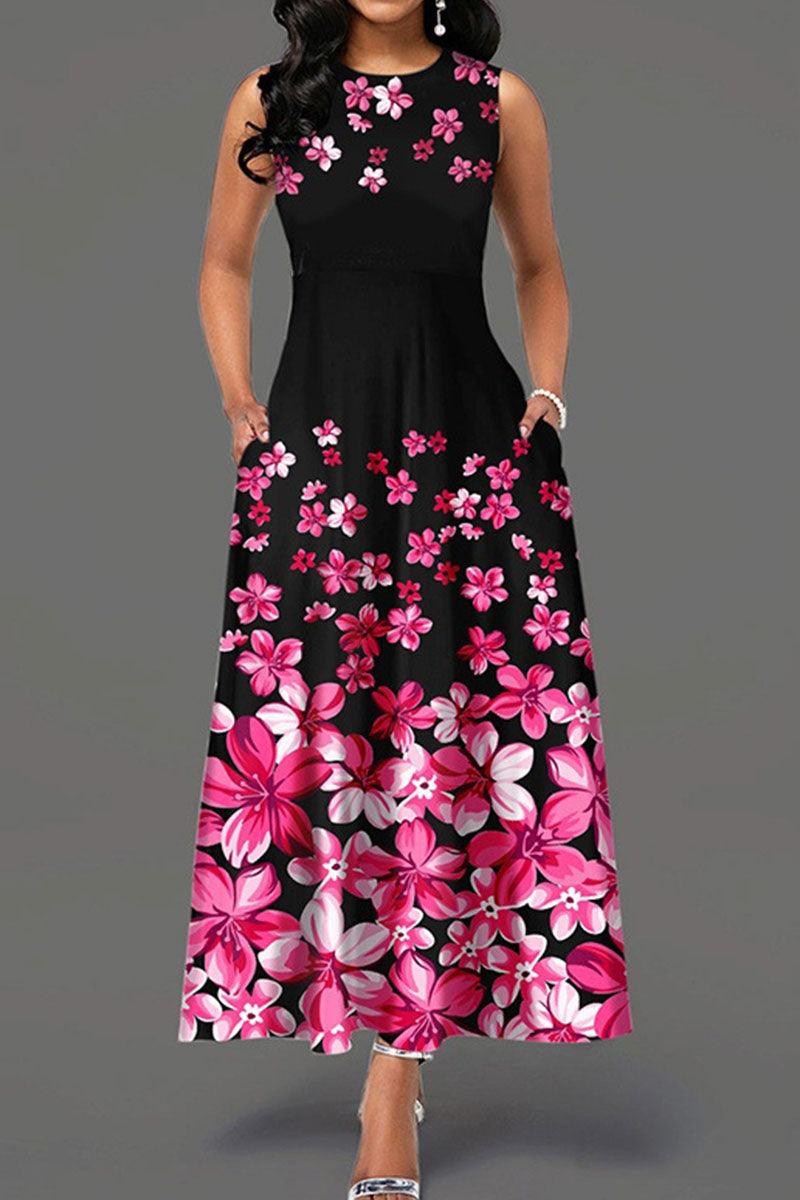 Sweet Elegant Print Patchwork O Neck A Line Dresses  Fashionpara