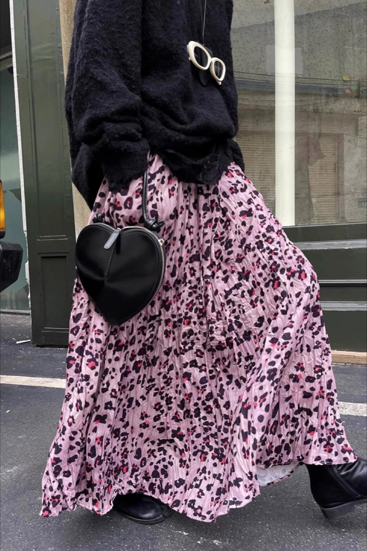 Vintage Leopard Midi Flare Skirt