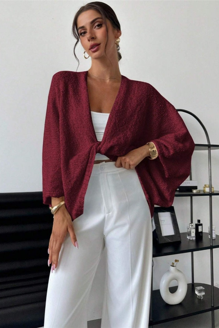 Draped Open Front Wrap Sweater