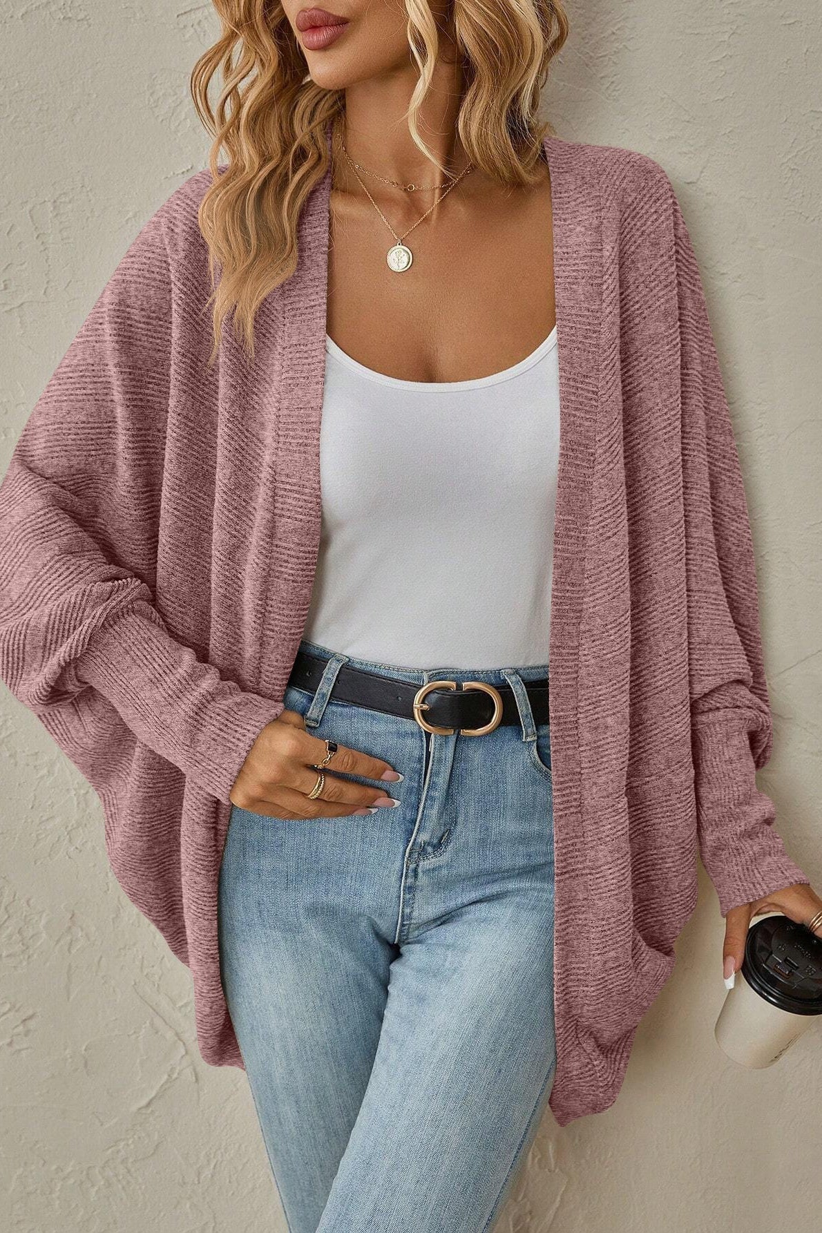 Chic Solid Color Midi Knit Cardigan for Autumn-Winter Wear