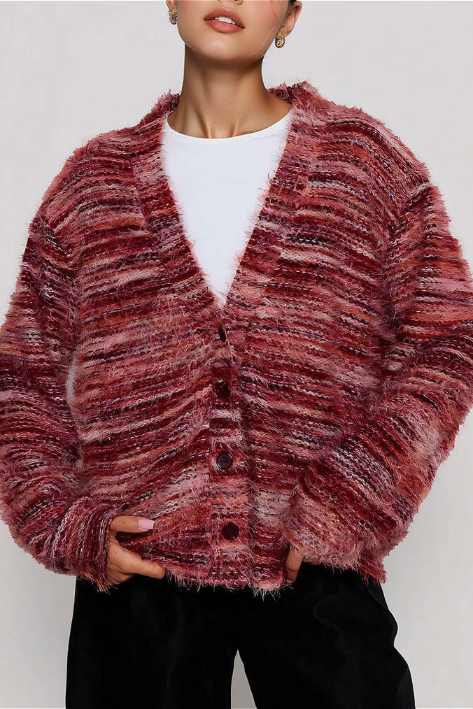 Colorful Striped V Neck Cardigan for Effortless Style