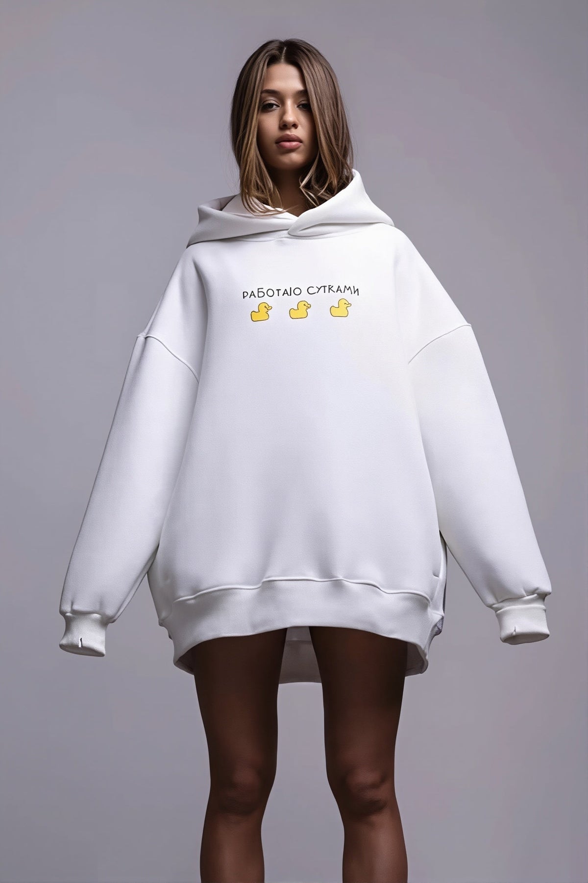 Duck Graphic Oversized Pullover Hoodie 4