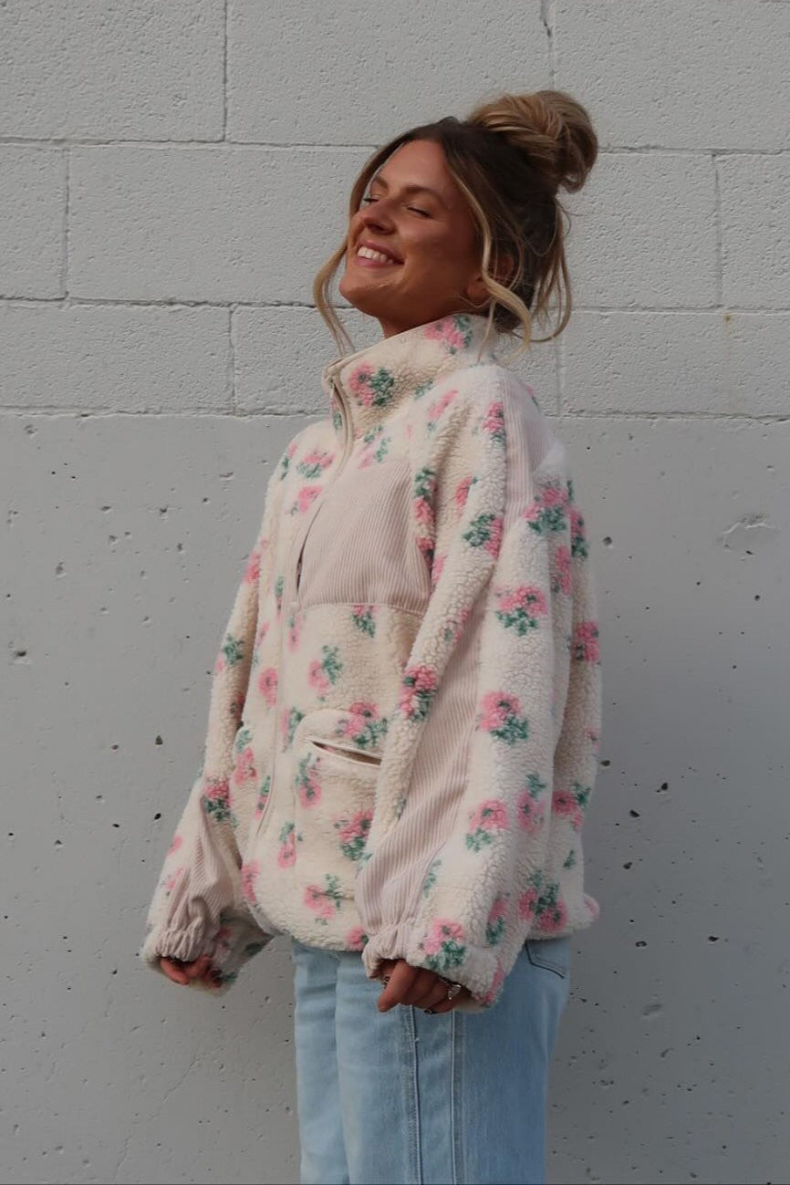 Printed Faux Shearling Coat - Fashionpara