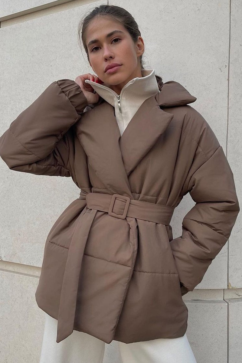 Solid Color Slim Fit Cotton Coat