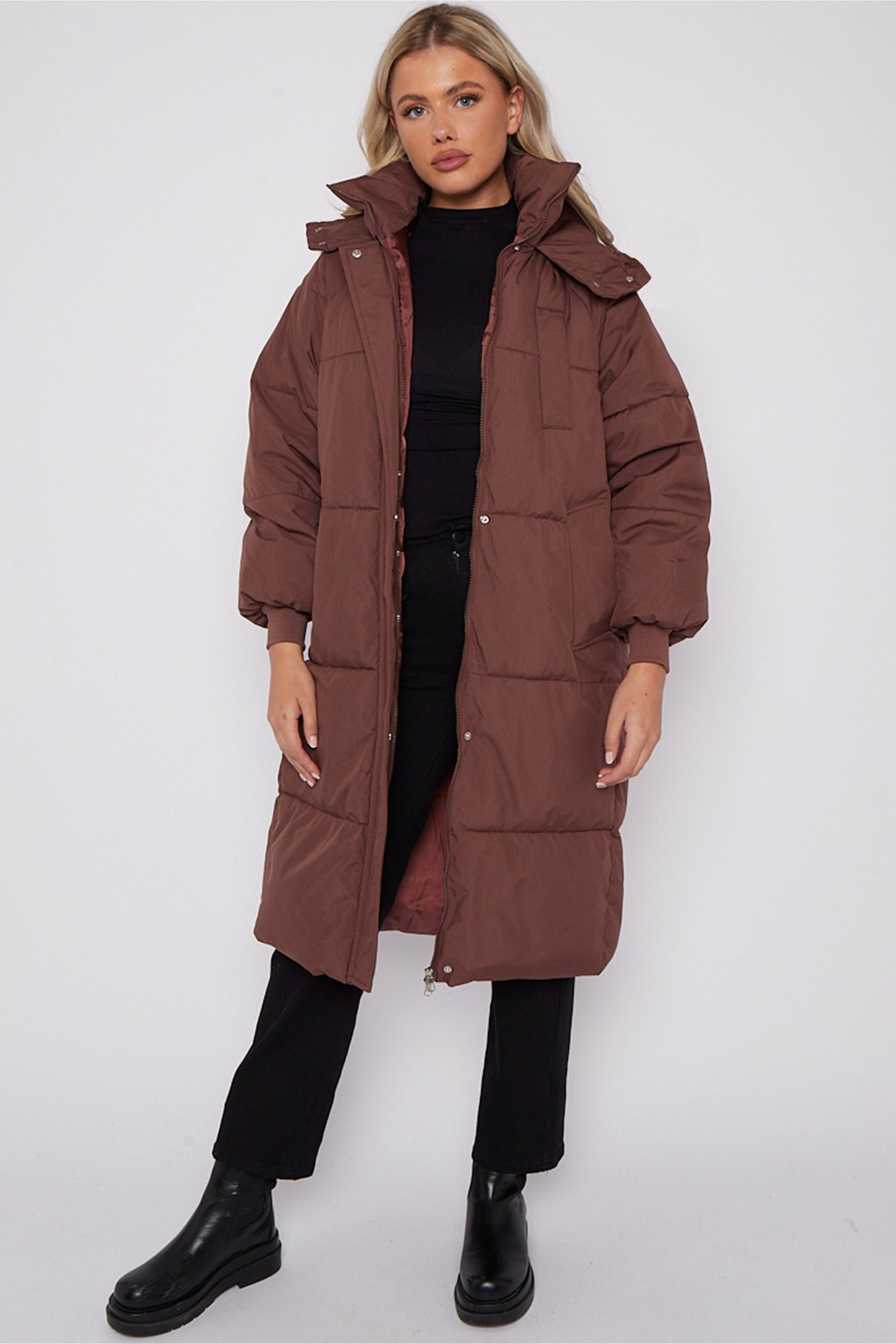 Thick Padded Hooded Mid-Length Winter Overcoat - Fashionpara