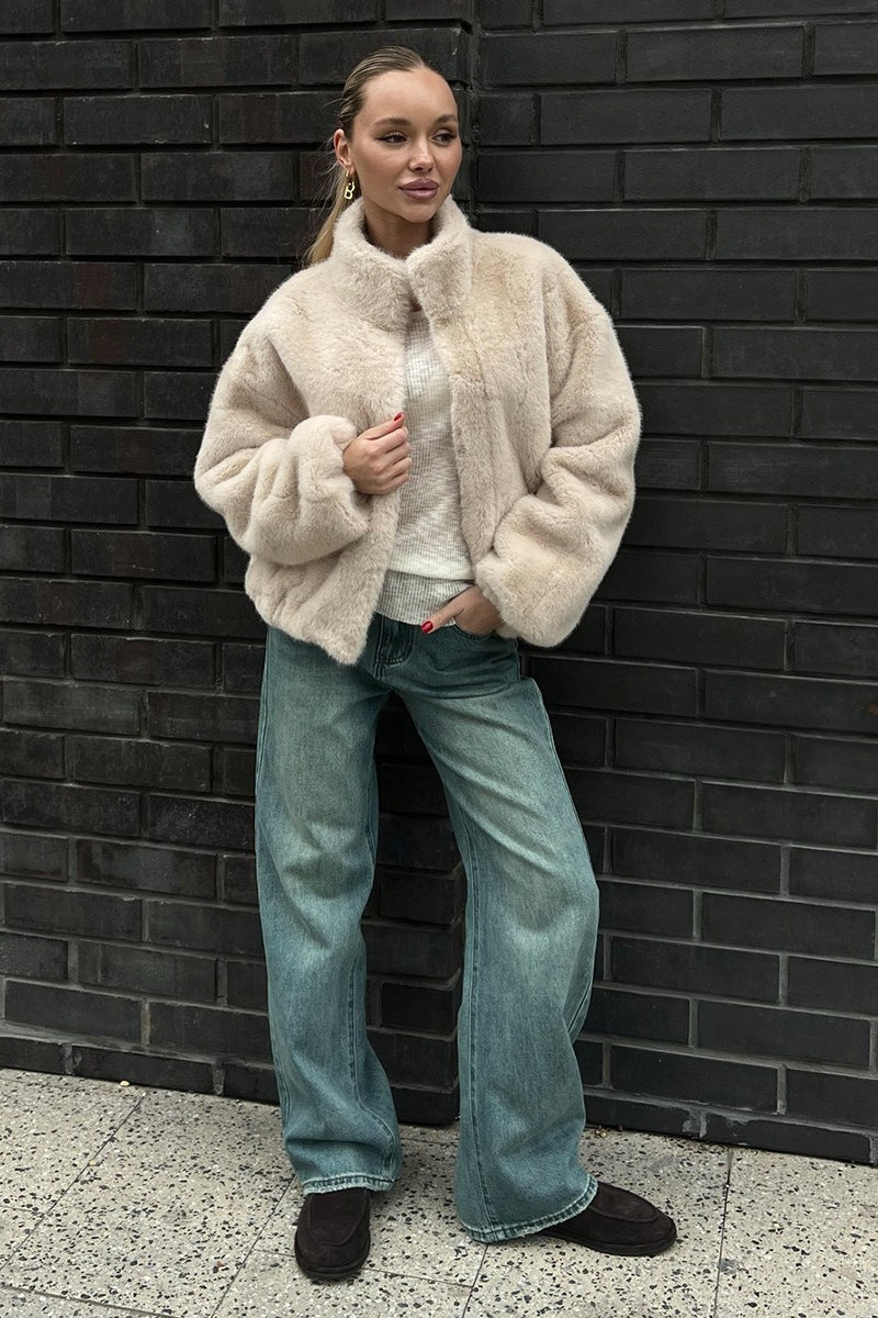 Cozy Plush High Neck Coat