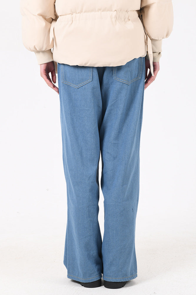 Metal Hole Hollow Out Straight Jeans