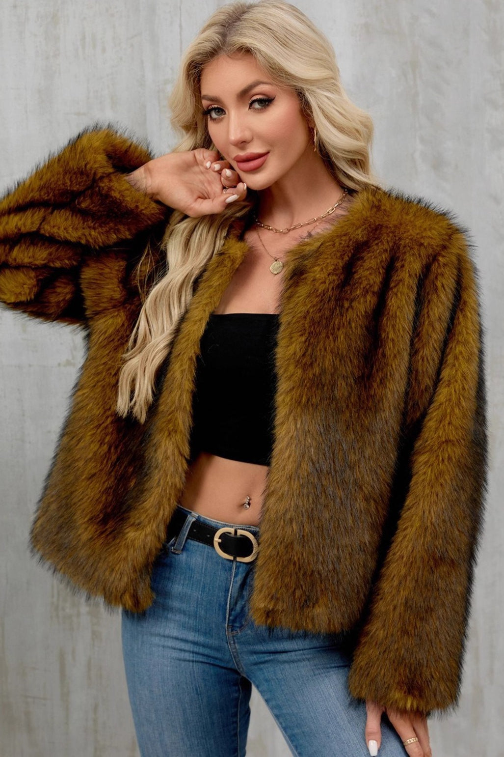 Plush Short Fur Open Cardigan Coat 4