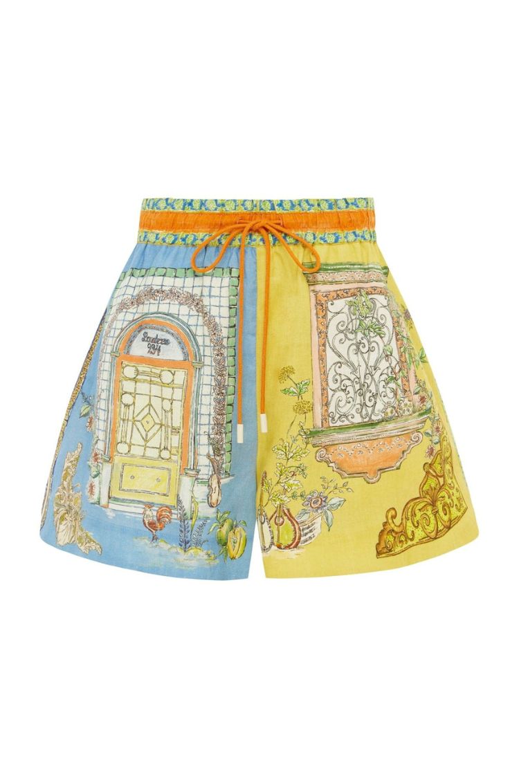 Unique Print Loose Short Sleeve Shirt and Elastic Waist Drawstring Pocket Shorts Set - Fashionpara