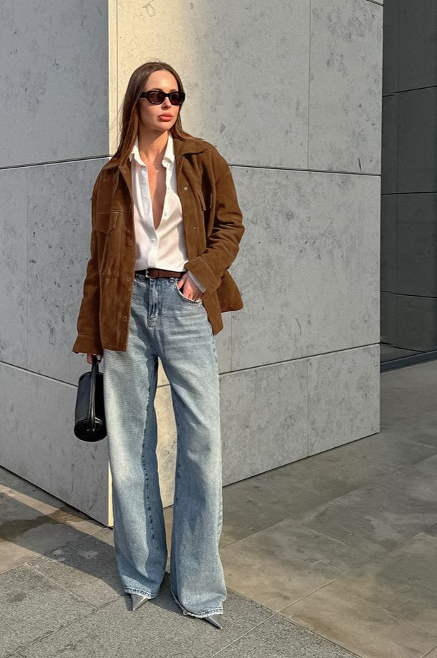 Retro Suede Lapel Slim Jacket