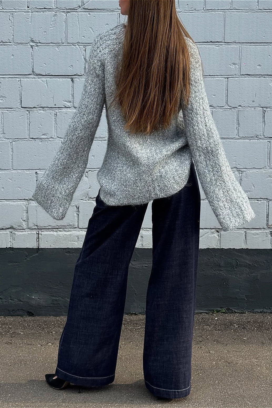 Shimmering Satin Bell Sleeve Soft Blouse