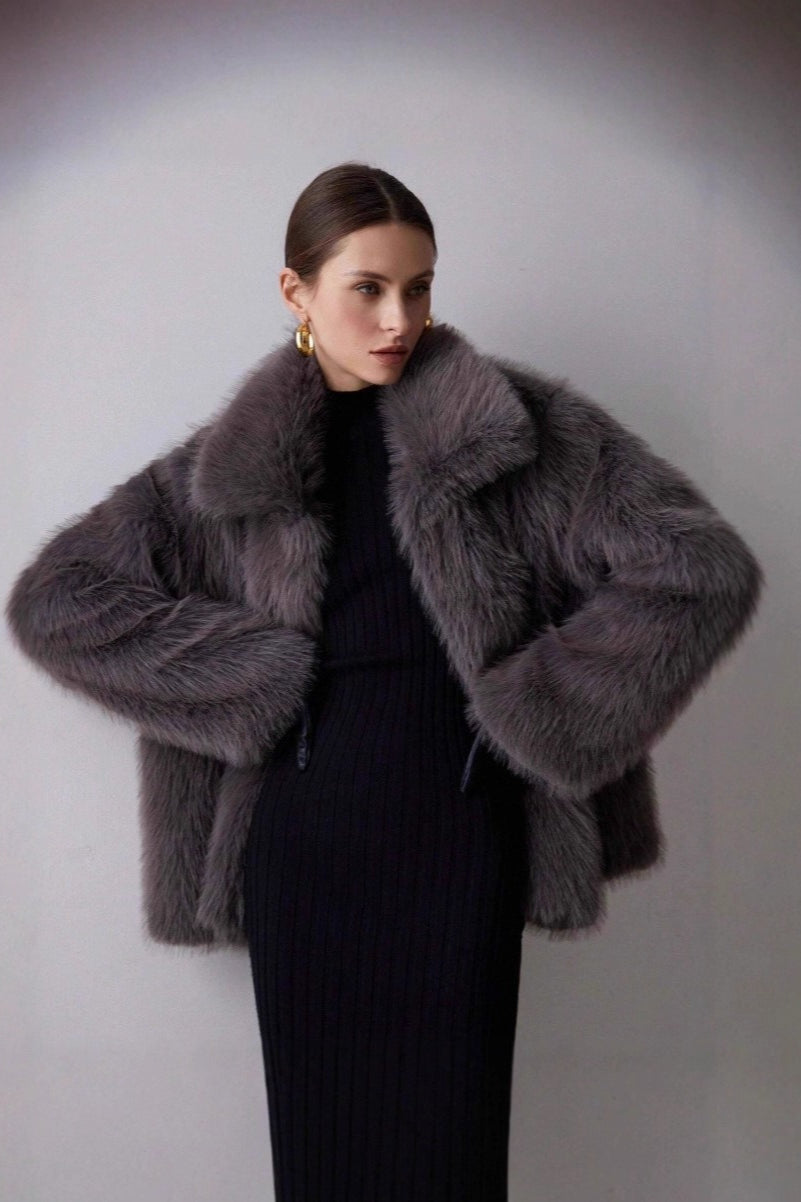 Luxe Solid Faux Fur Winter Coat - Fashionpara