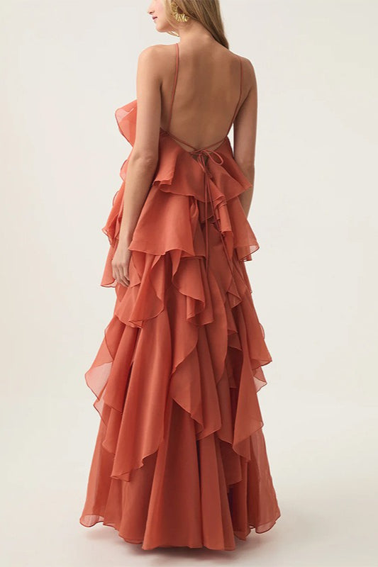 Beach Layered Ruffles Floral Dress