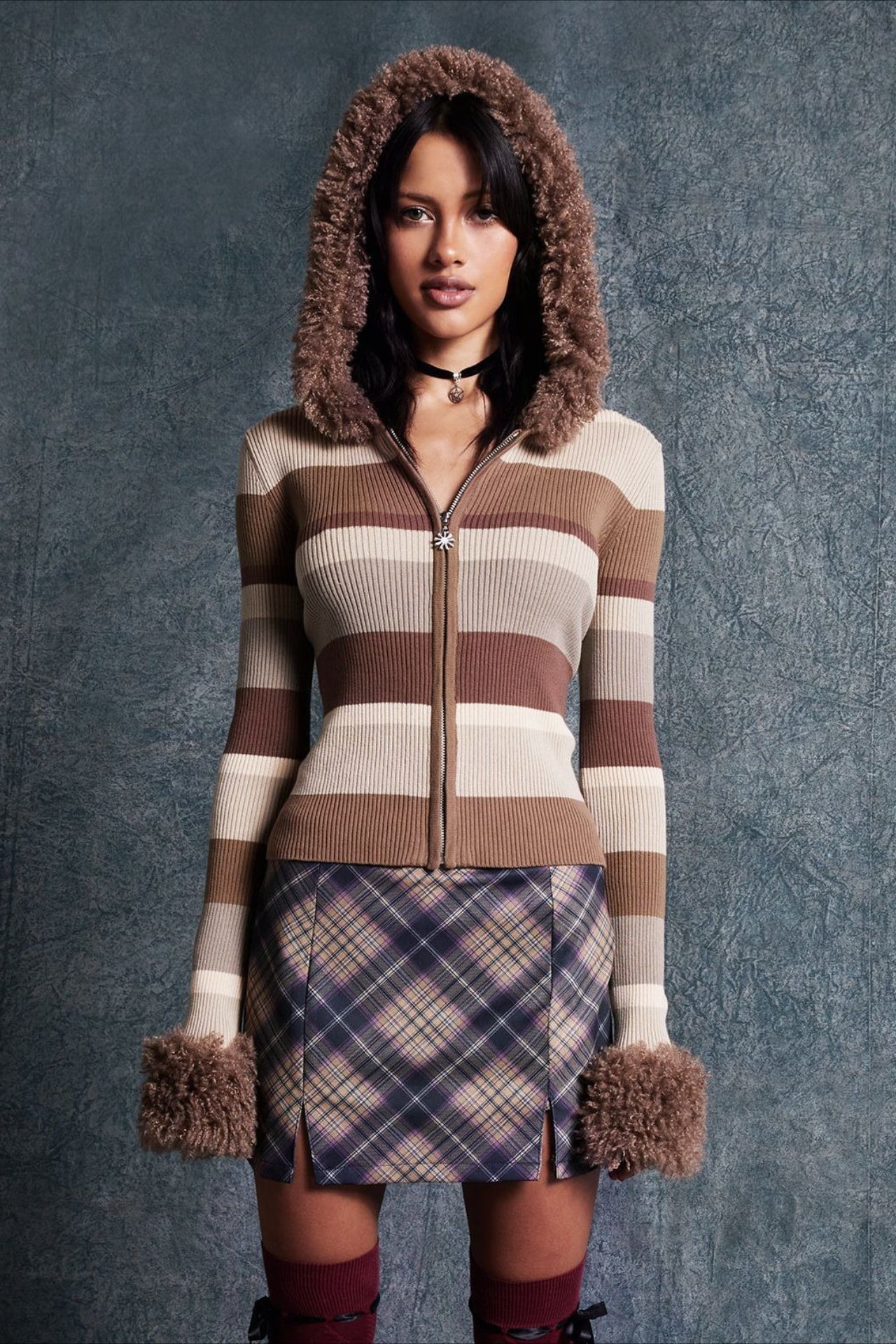 PrincessAce Vintage Hooded Fleece Knit Sweater for Comfort