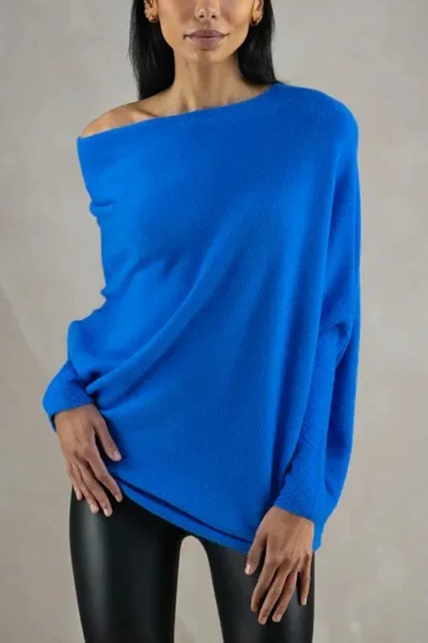 Chic Solid Color Round Neck Long Sleeve Knitted Sweater