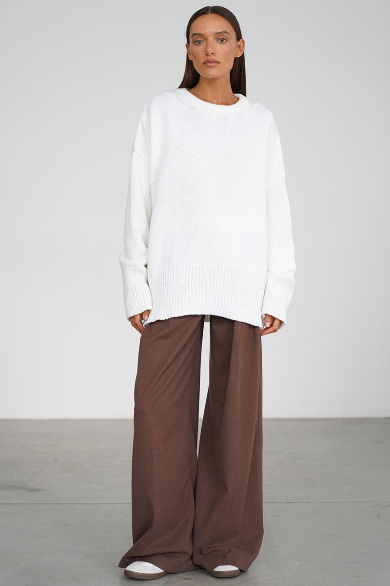 Casual Solid Color Pullover Sweater
