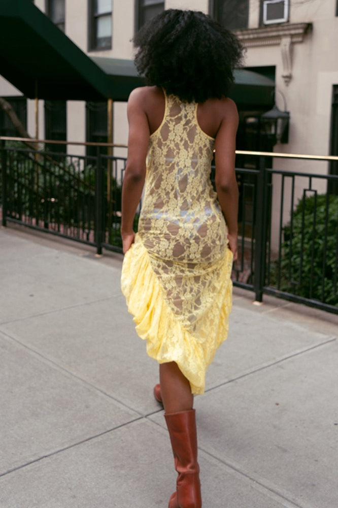 Lace Sheer Mesh Dress