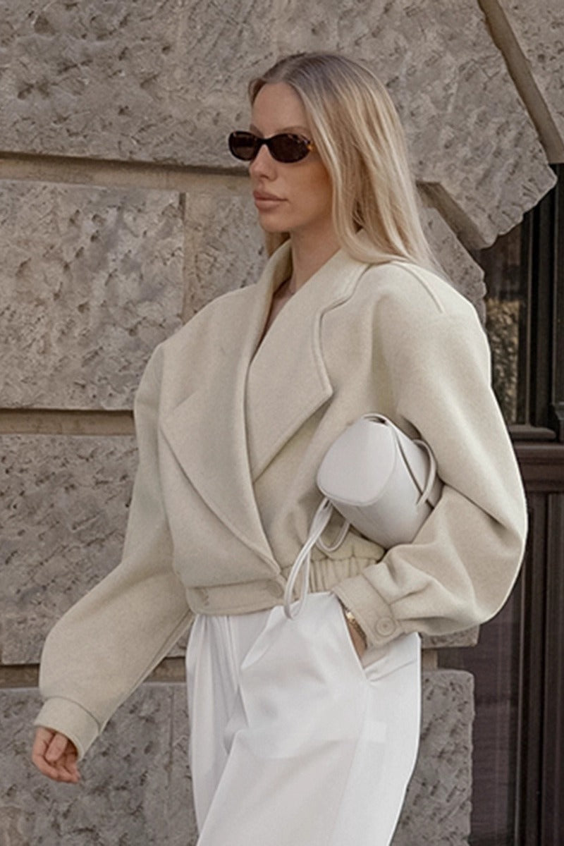 Office Ready Notch Lapel Wool Blend Coat - Fashionpara