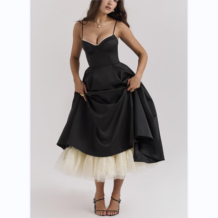 Lace-Draped Off-Shoulder Midi Dress - View 3