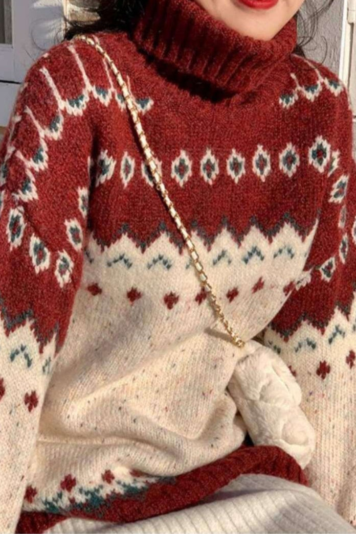 Christmas Red Turtleneck Sweater