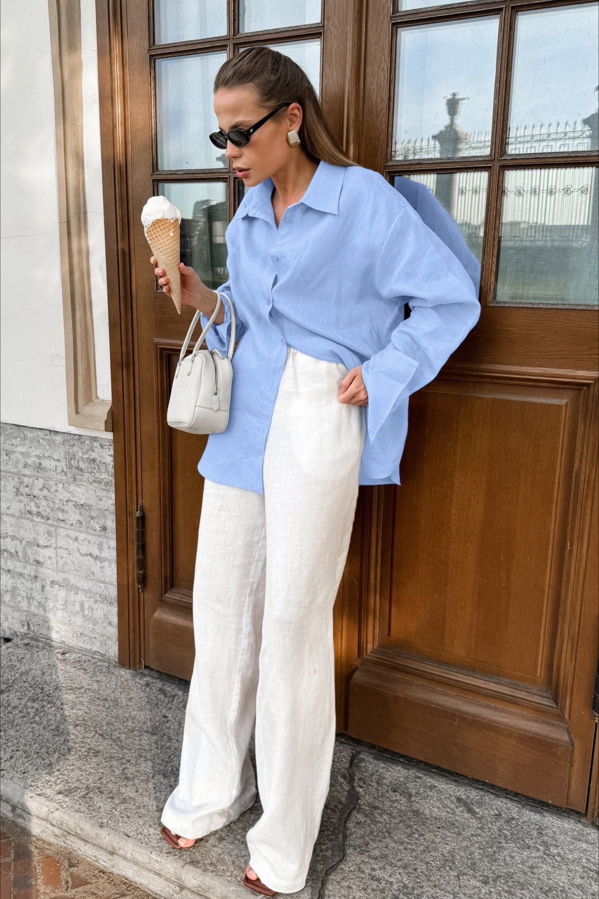 Fresh Blue Lazy Style Blouse