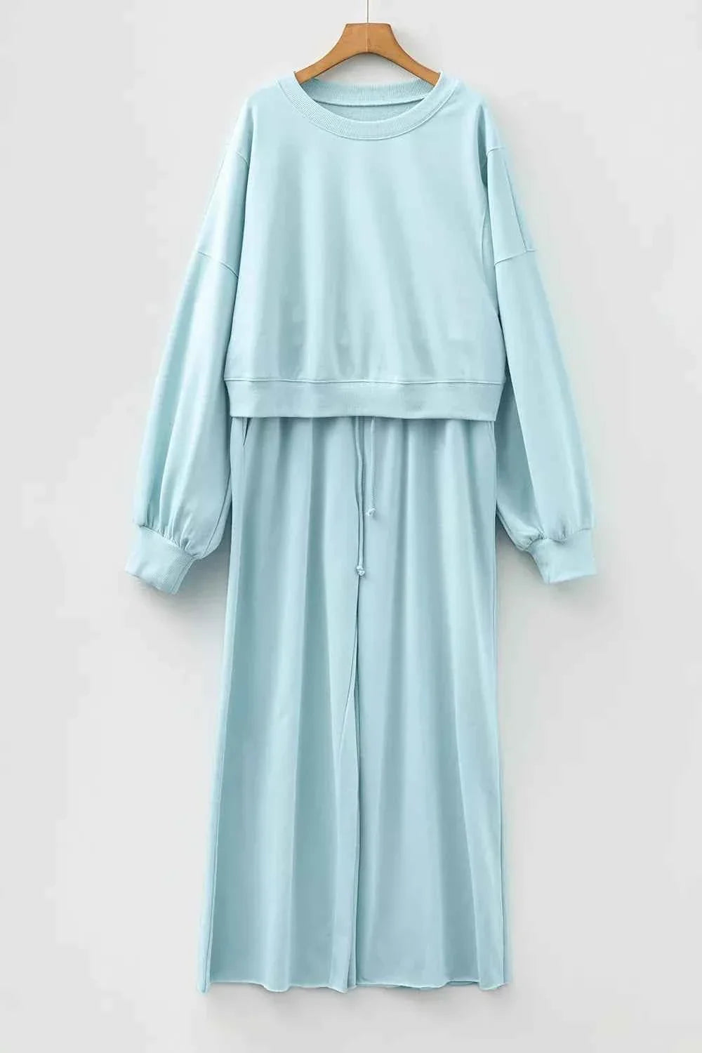 Drop Shoulder Puff Sleeve Crop Pullover Drawstring Wide 2