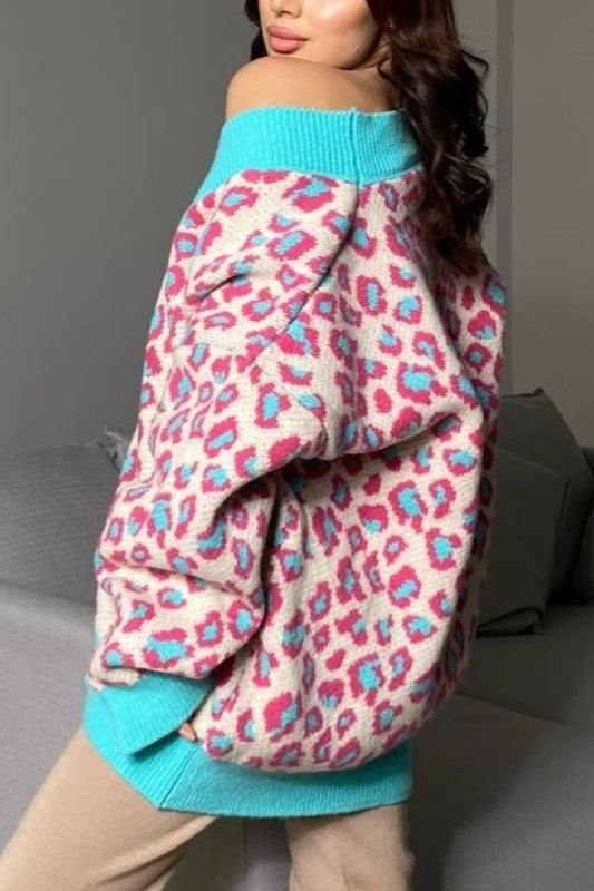 Chic Leopard Print Knitted Cardigan for Effortless Style