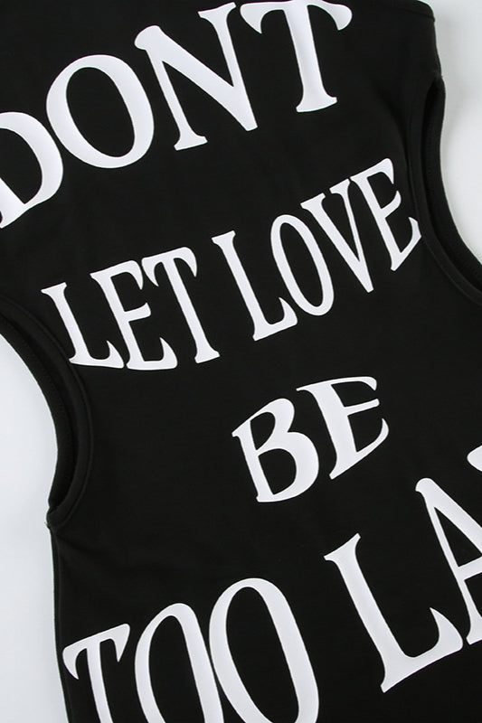 Street Style Sexy Letter Print Cutout Bodycon Mini Dress