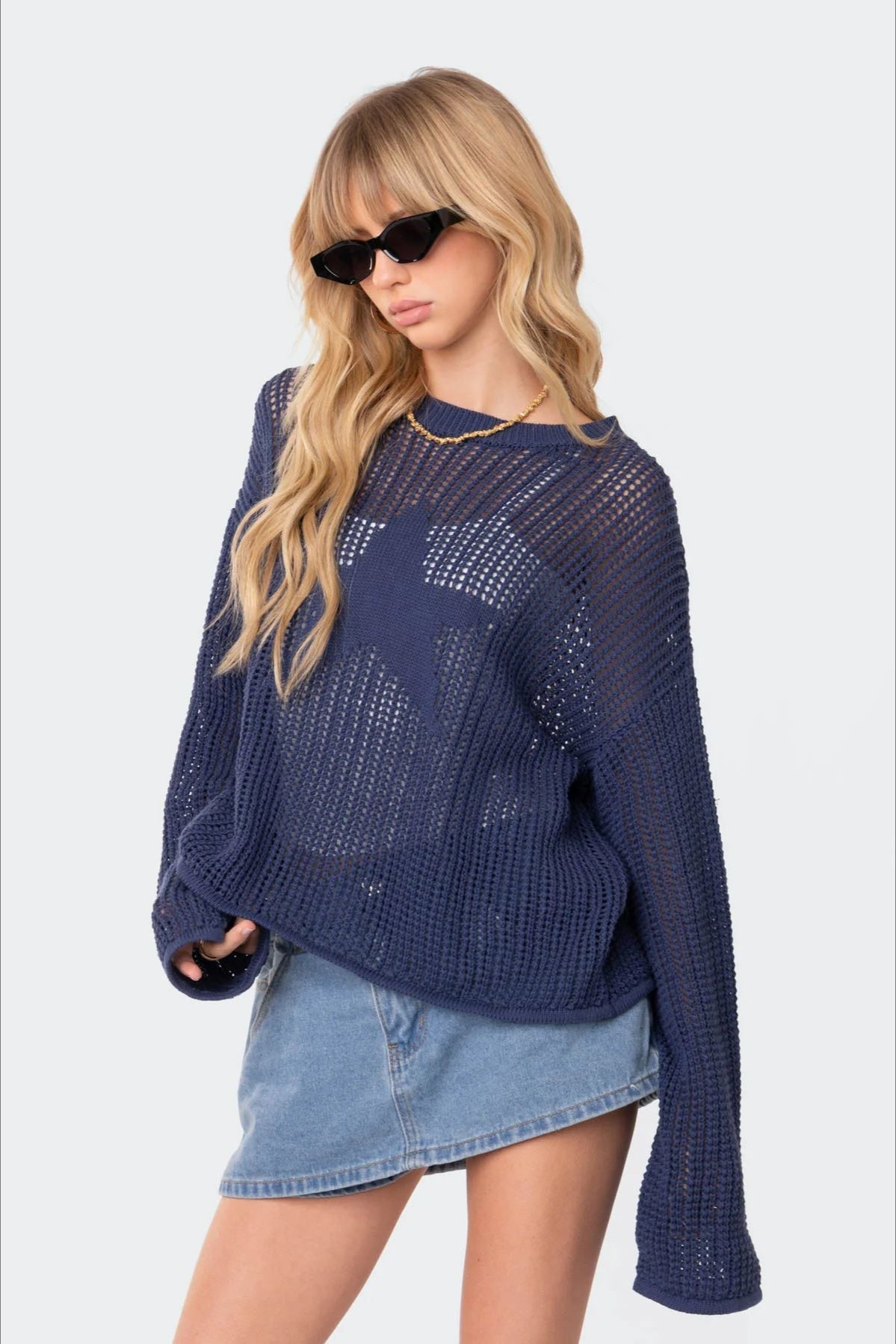 PrincessAce Chic Hollow Knit Pullover Sweater for Elegance