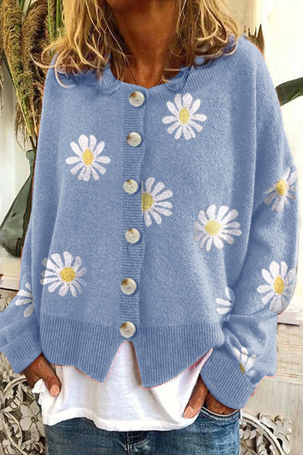 Chrysanthemum Embroidered Cardigan Coat for Elegant Style