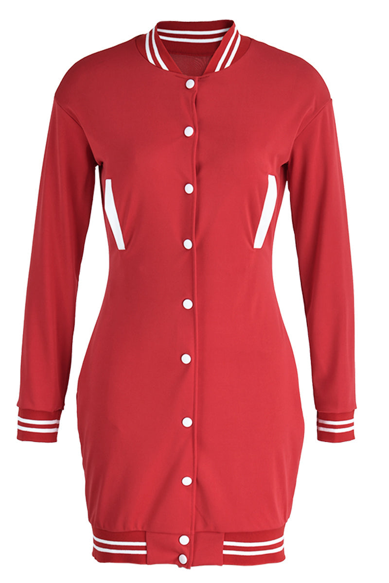 Fashion Casual Solid Patchwork O Neck Long Sleeve Dresses  Fashionpara