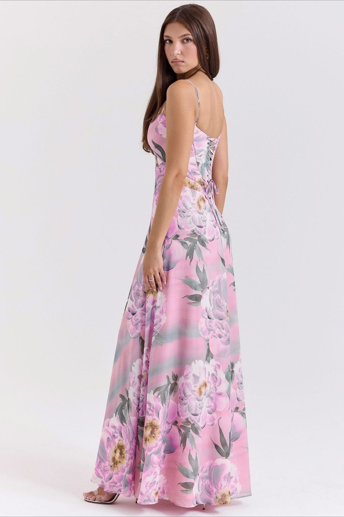 Floral Print Sweetheart Spaghetti Strap Maxi Dress