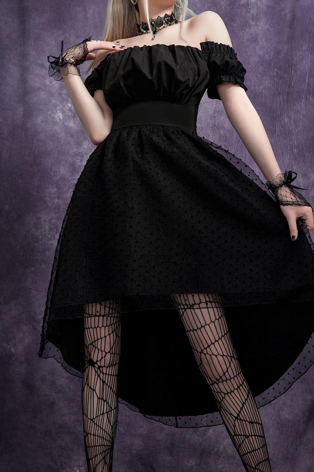 Mesh Off Shoulder Gothic Dress