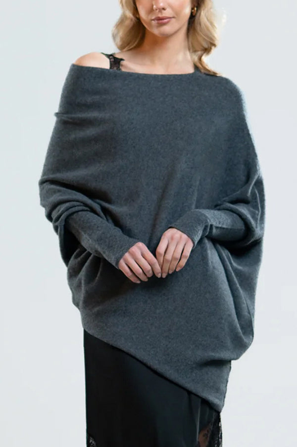 Chic Solid Color Round Neck Long Sleeve Knitted Sweater