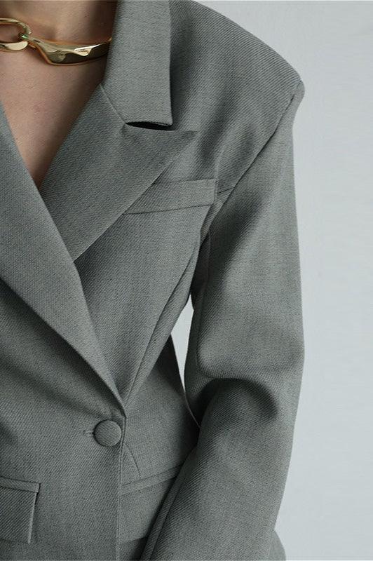 Vintage V-Neck Single Button Blazer