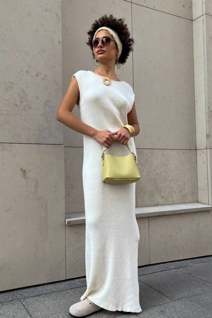 Soft Minimalist Solid Slim-Fit Cami Sweater Dress
