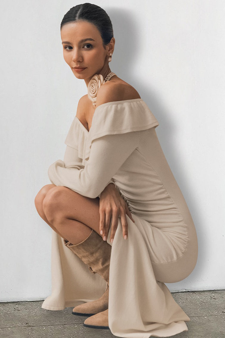 Off Shoulder Ruffle Maxi Dress