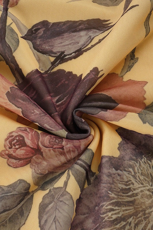 Floral Ruffle V-Neck Tie Front Slip Midi Dress
