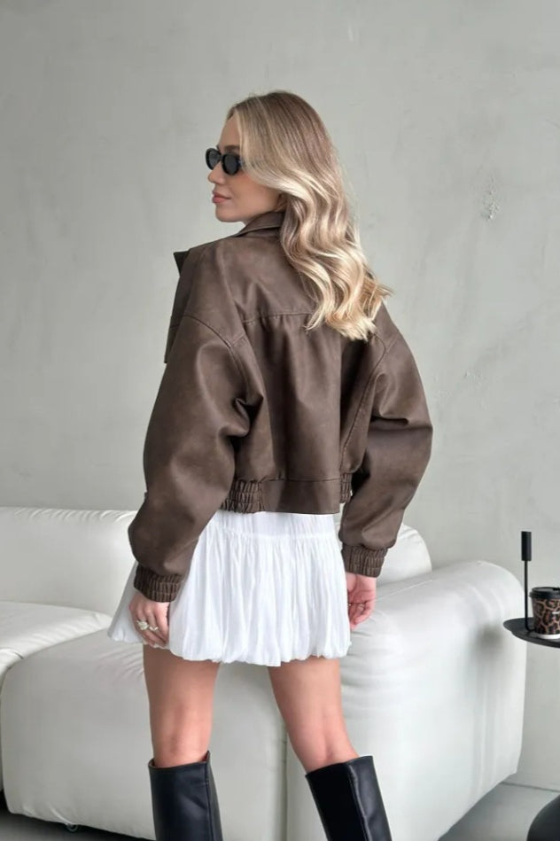 Lightweight PU Open Coat for Effortless Style and Comfort