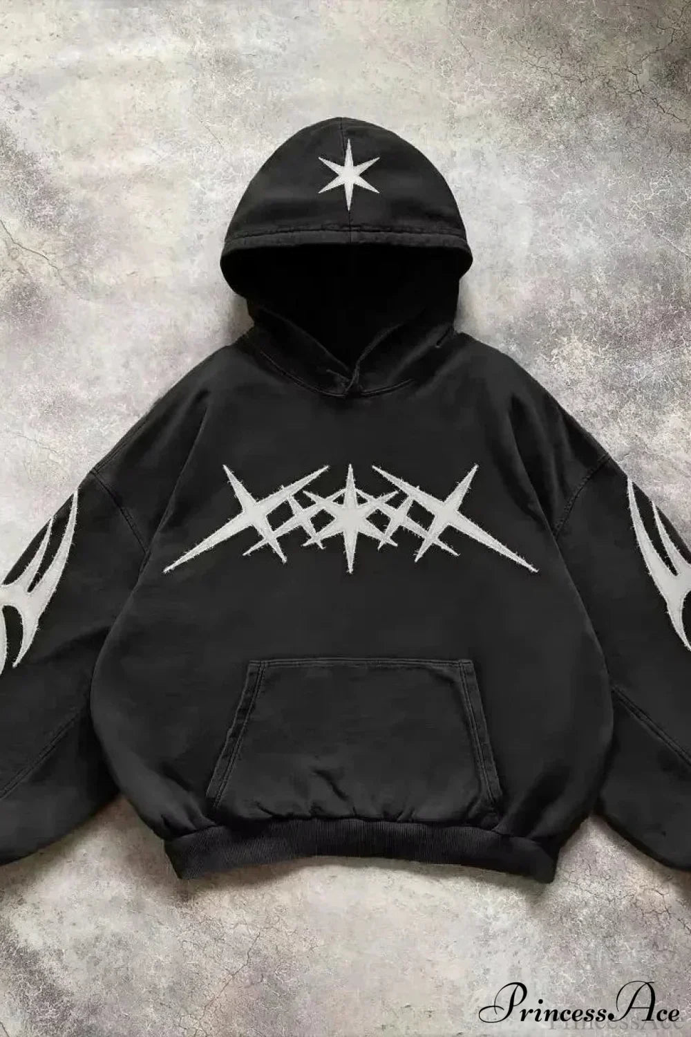 Fashion Trend Fleece Padded Zipper Hoodie Black 10 / M