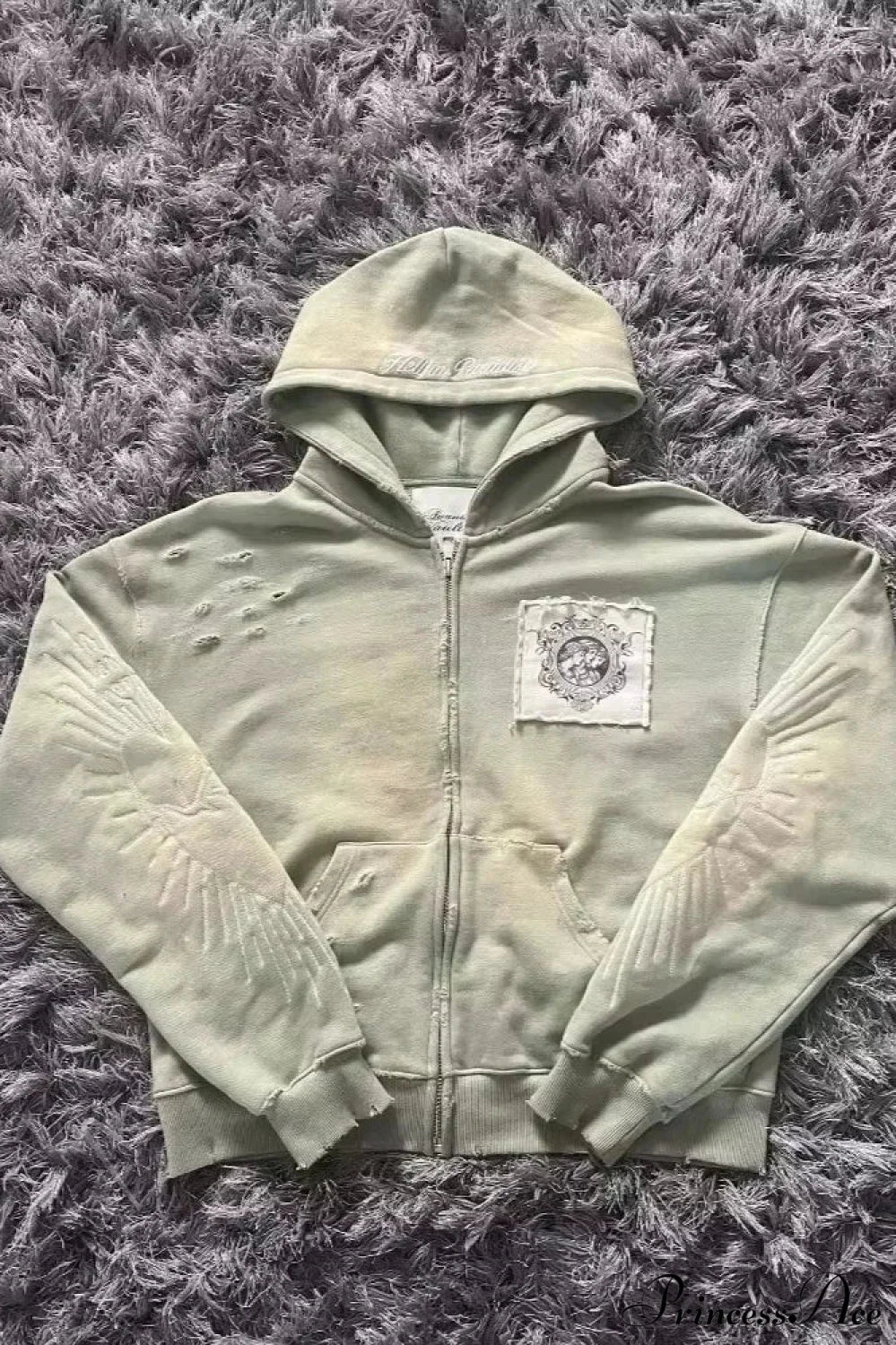 Fashion Trend Fleece Padded Zipper Hoodie Grey / M