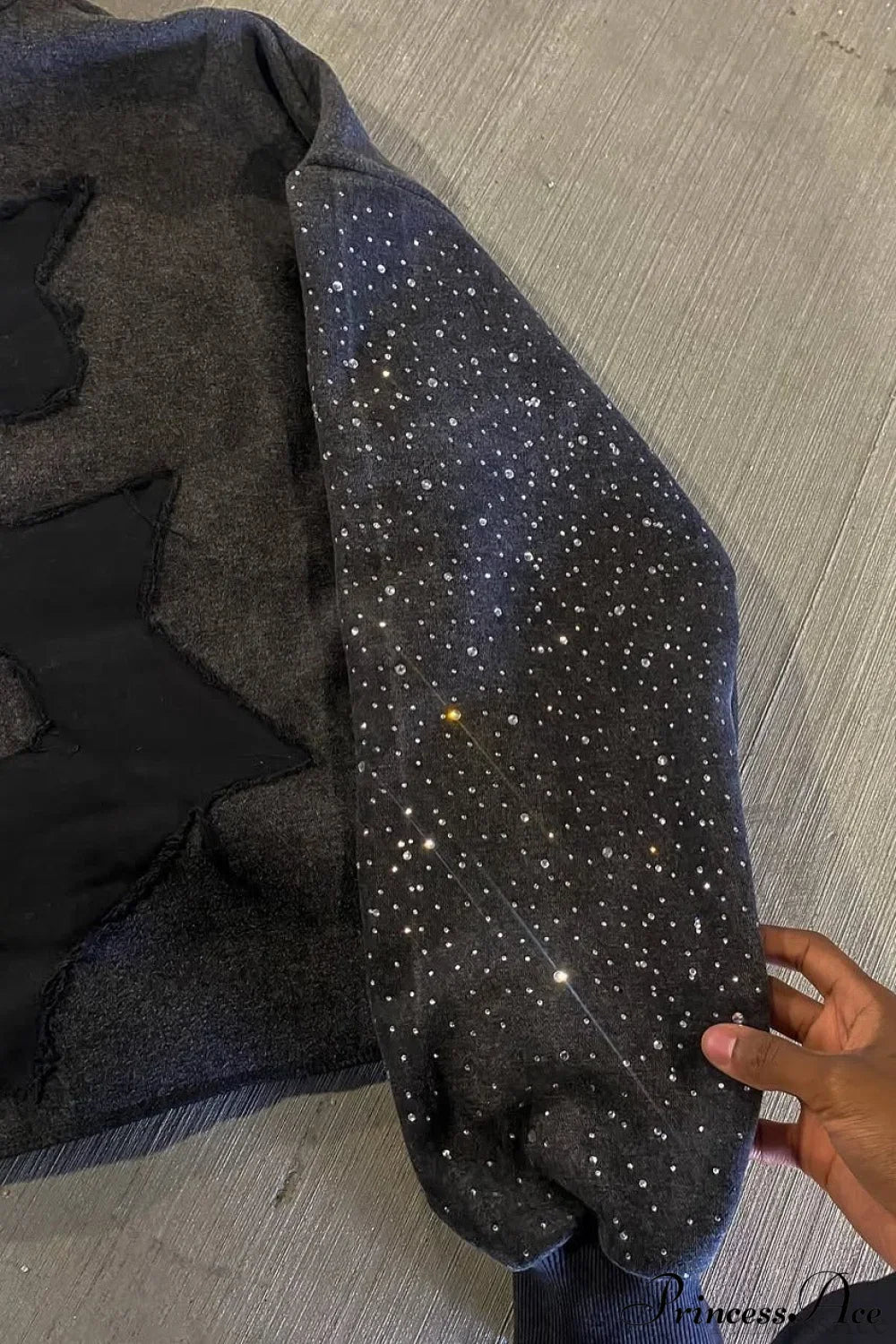 Fast Letter Embroidery Crystal Zip Hoodie