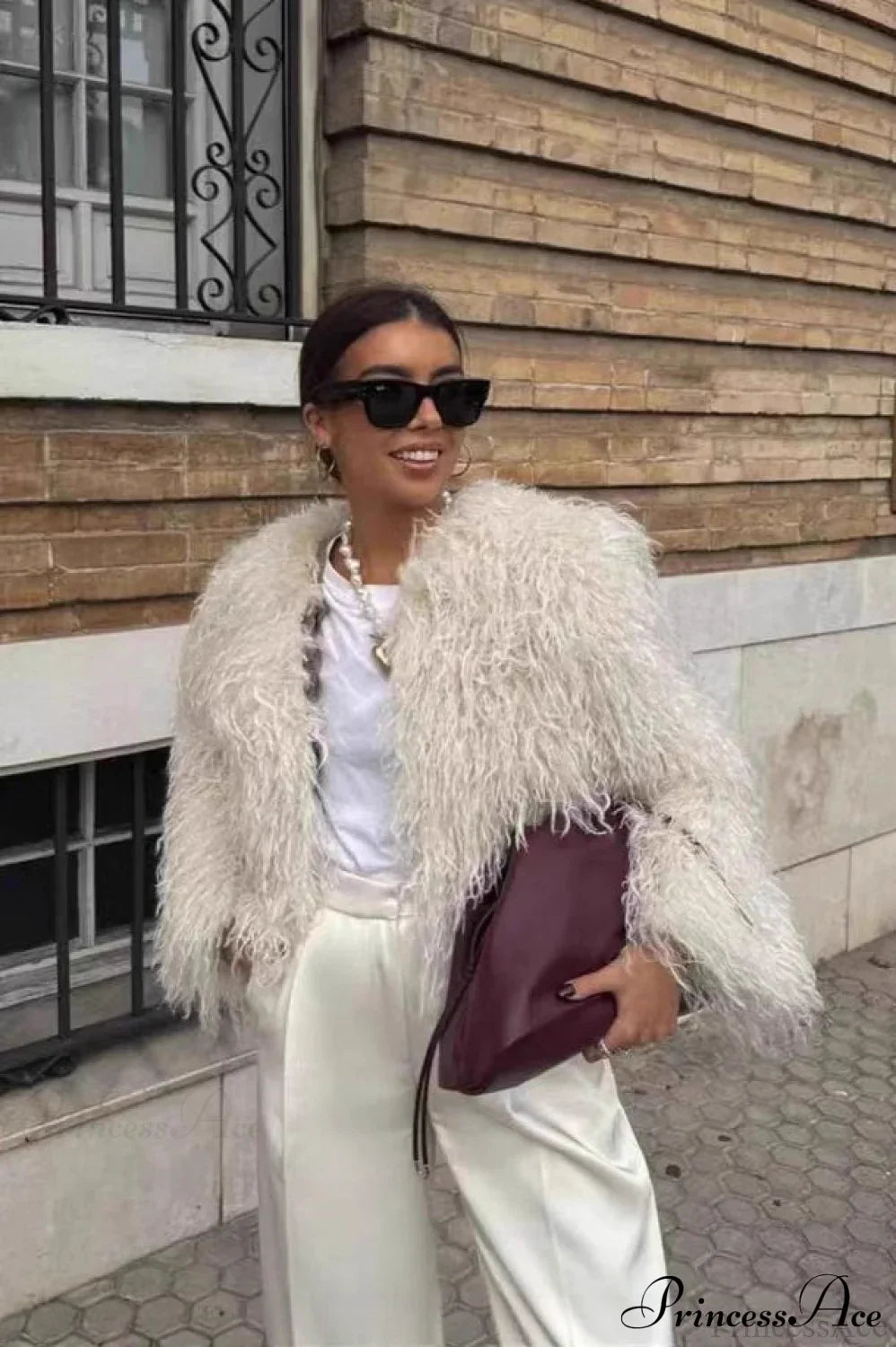 Warm Faux Fur Long-Sleeve Street Coat for Stylish Comfort