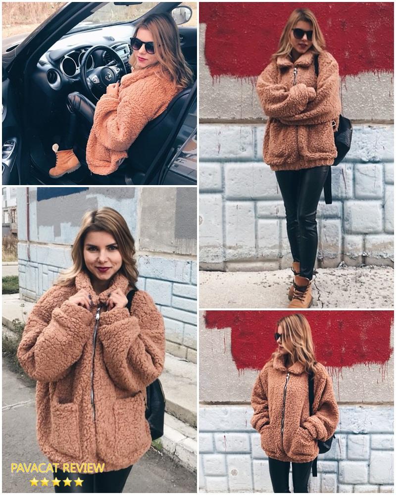 Oversized Faux Lambswool Coat for Cozy Winter Style