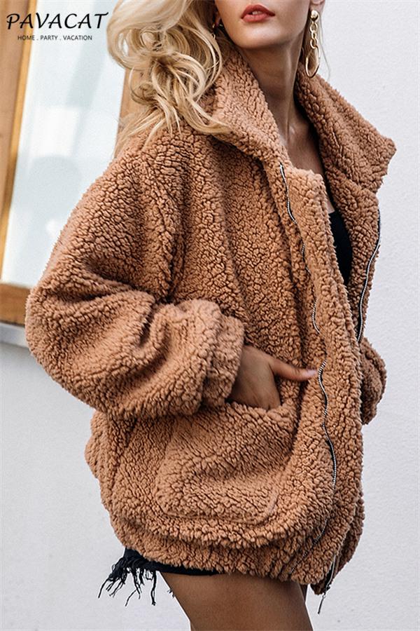 Oversized Faux Lambswool Coat for Cozy Winter Style