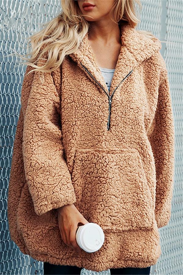 Thick Hooded Teddy Coat in Luxurious Faux Lambswool
