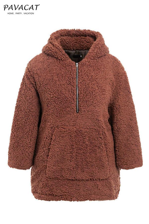 Thick Hooded Teddy Coat in Luxurious Faux Lambswool